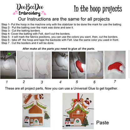 Christmas House Door Ornament - ITH Project - Machine Embroidery Design