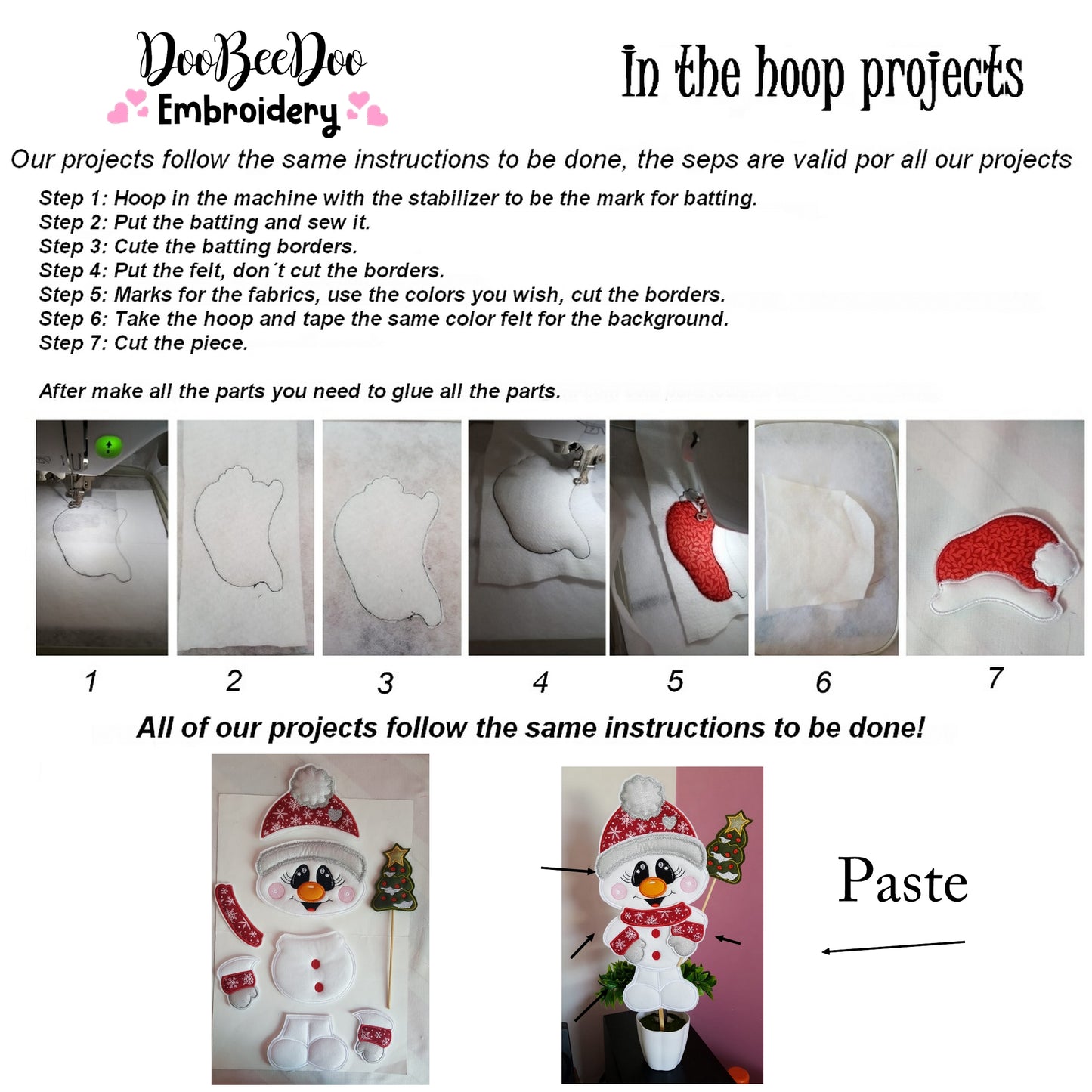 Christmas Snowman Vase Ornament - ITH Project - Machine Embroidery Design