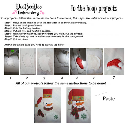 Snowman Christmas Door Ornament - ITH Project - Machine Embroidery Design