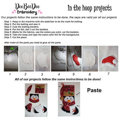 Christmas Penguin Door Ornament - ITH Project - Machine Embroidery Design