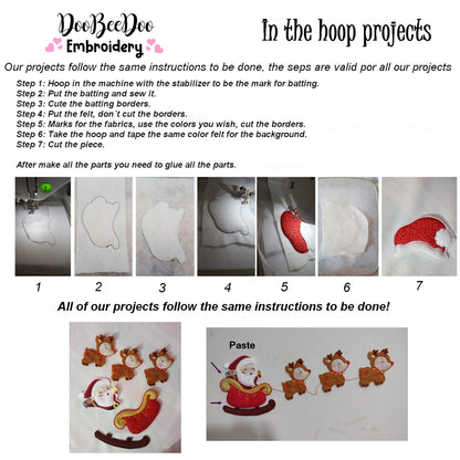 Santa Claus Sleigh Banner - ITH Project - Machine Embroidery Design