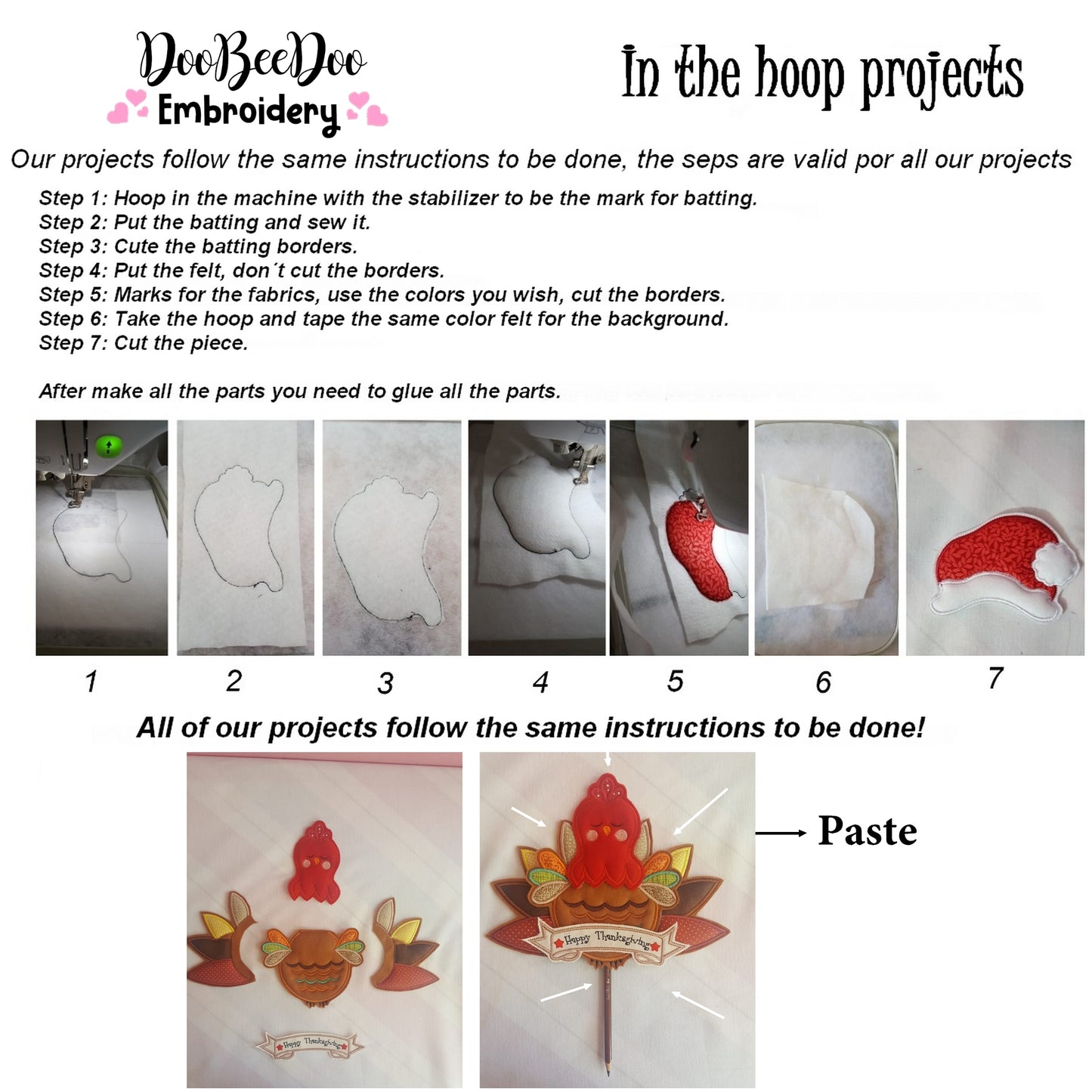 Turkey Thanksgiving Ornament - ITH Project - Machine Embroidery Design