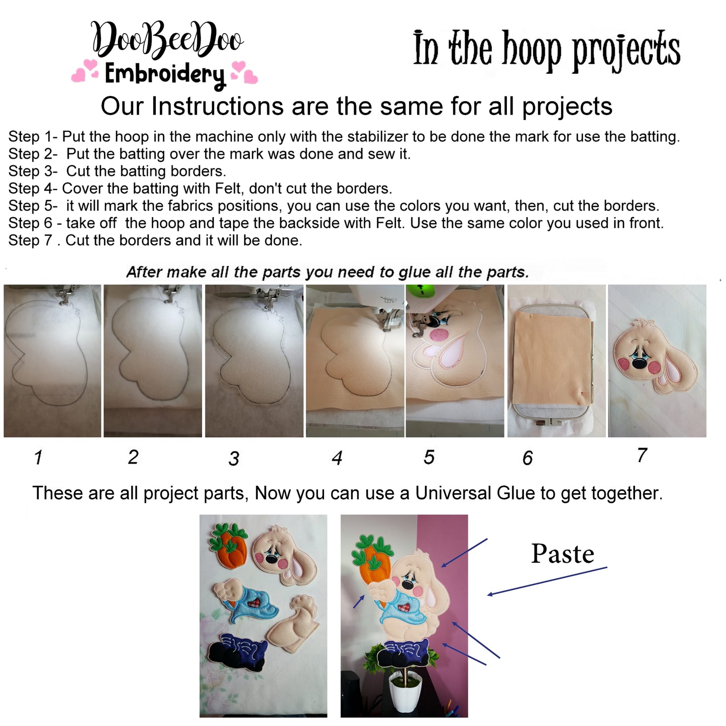 Easter Bunny Ornament - ITH Project - Machine Embroidery Design