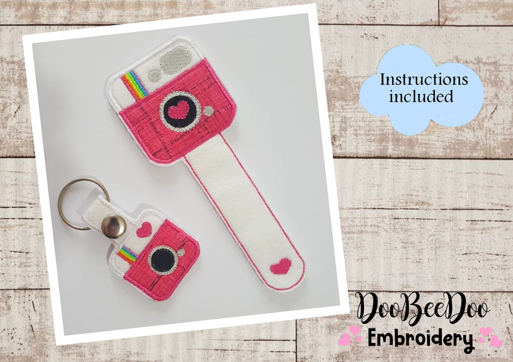 Instagram Keychan and Bookmarker - Set of 2 designs - ITH Project - Machine Embroidery Design