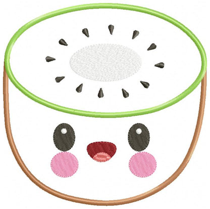 Cute Kiwi Fruit - Applique - Machine Embroidery Design