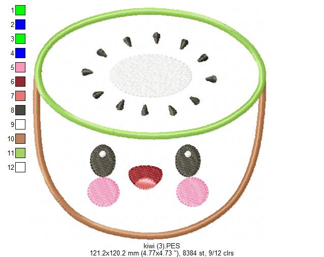 Cute Kiwi Fruit - Applique - Machine Embroidery Design