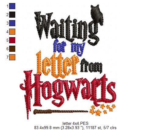 Waiting for my Letter from Hogwarts - Fill Stitch Embroidery