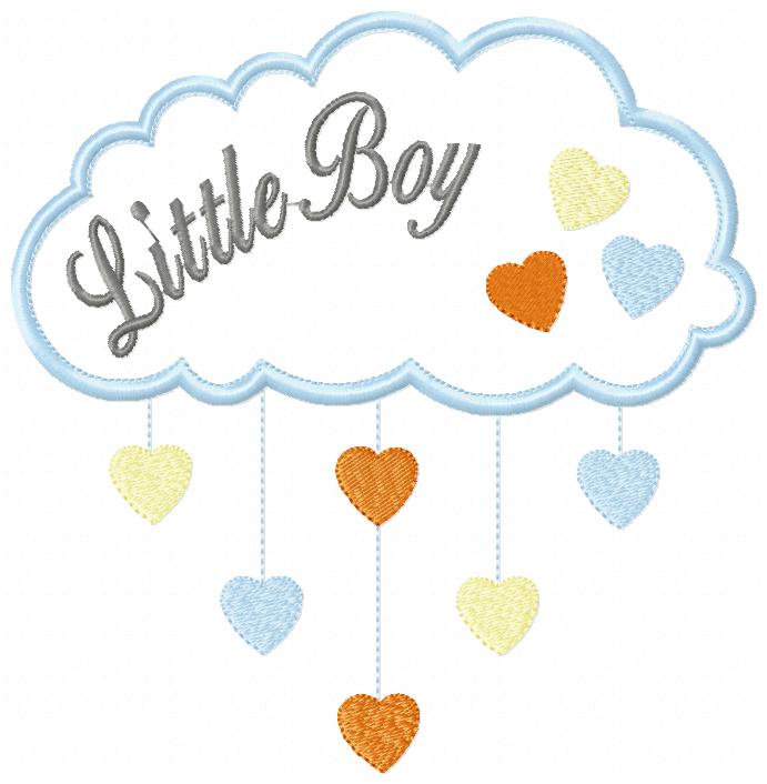 Little Boy Cloud and Hearts - Applique - Machine Embroidery Design