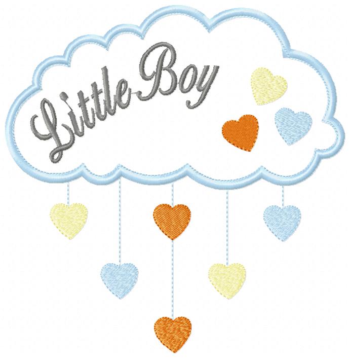 Little Boy and Little Girl Cloud and Hearts - Set of 2 designs - Applique