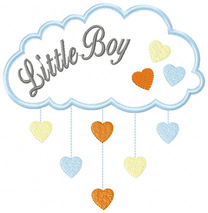 Little Boy and Little Girl Cloud and Hearts - Set of 2 designs - Applique
