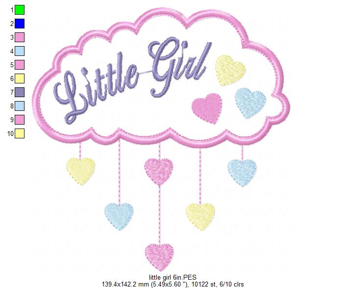 Little Boy and Little Girl Cloud and Hearts - Set of 2 designs - Applique