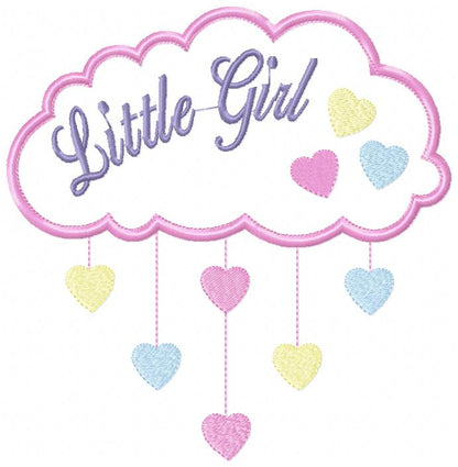 Little Boy and Little Girl Cloud and Hearts - Set of 2 designs - Applique