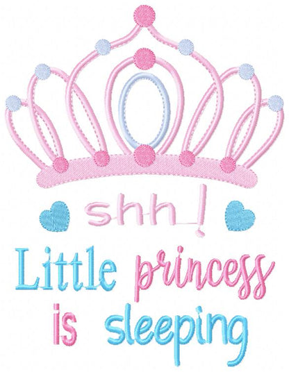 Shh... Little Princess is Sleeping - Fill Stitch - Machine Embroidery Design