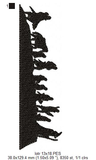 The Fellowship of the Ring Silhouette - Fill Stitch