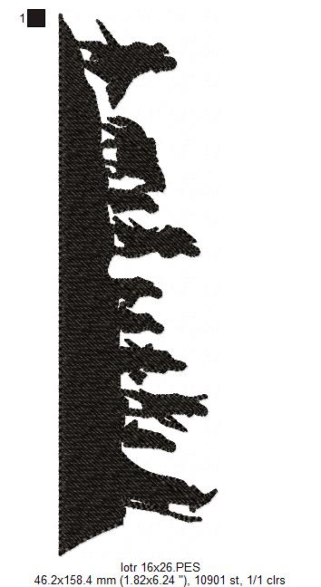 The Fellowship of the Ring Silhouette - Fill Stitch