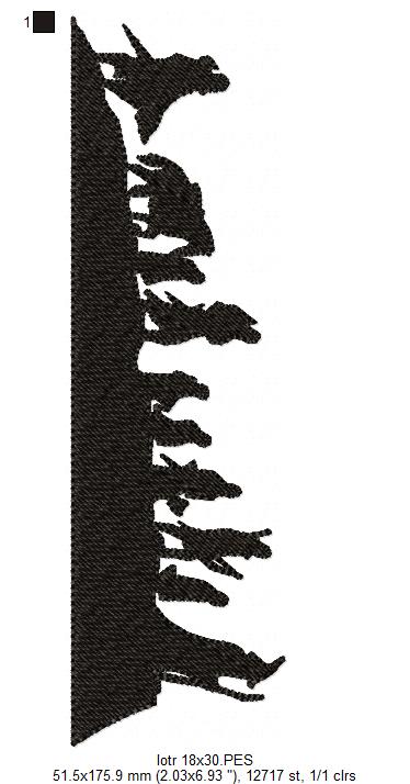 The Fellowship of the Ring Silhouette - Fill Stitch