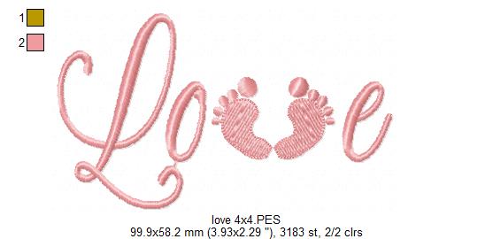Baby Feet Love - Fill Stitch - Machine Embroidery Design