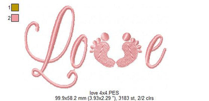 Baby Feet Love - Fill Stitch - Machine Embroidery Design