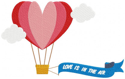 Love Is In The Air Heart Balloon - Fill Stitch - Machine Embroidery Design