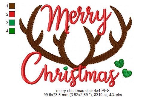 Antlers Merry Christmas - Fill Stitch
