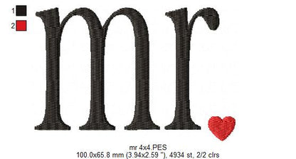 Mr. & Mrs. - Fill Stitch