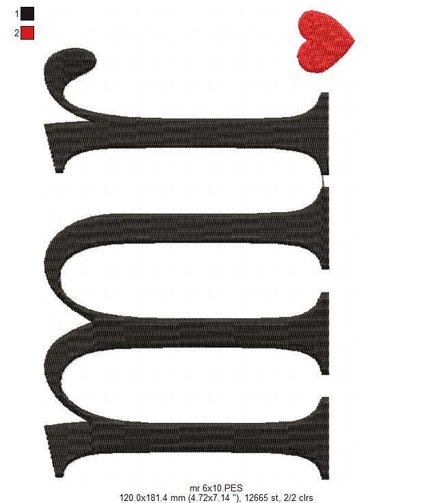 Mr. & Mrs. - Fill Stitch