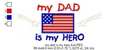 My Dad is my Hero - Fill Stitch - Machine Embroidery Design