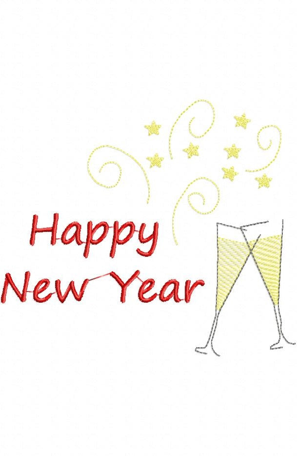 Happy New Year & Champagne Toast 🥂 – Rippled Stitch – Machine Embroidery Design