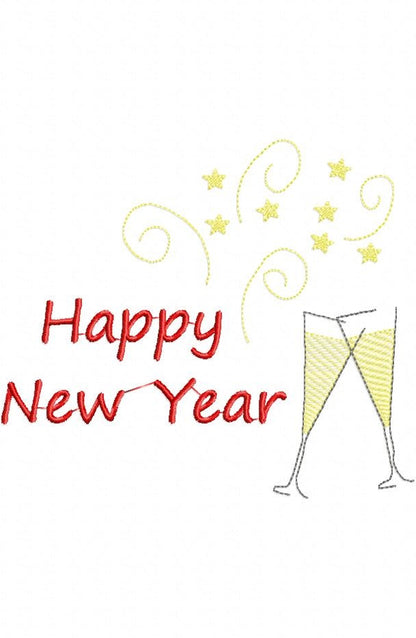 Happy New Year & Champagne Toast 🥂 – Rippled Stitch – Machine Embroidery Design