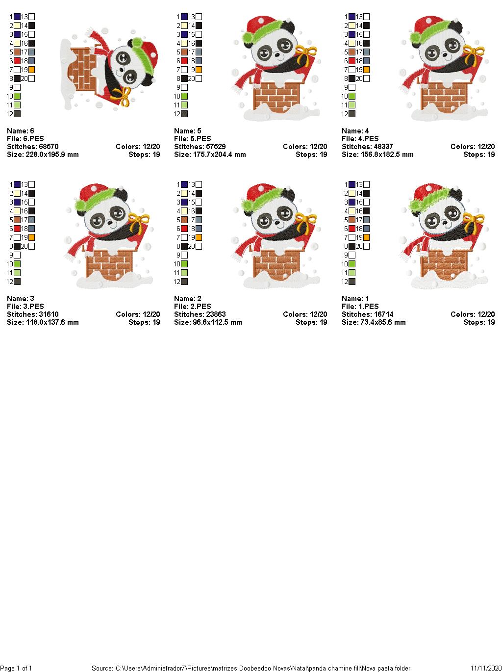 Christmas Animals in the chimney - Applique / Fill Stitch - 6 Sizes - Machine Embroidery Designs