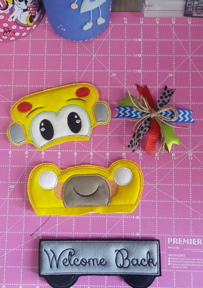 Welcome Back to School Bus Ornament - ITH Project - Machine Embroidery Design
