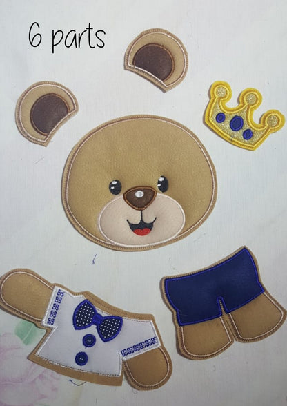 Prince and Princess Teddy Bear Vase Ornament - ITH Project - Machine Embroidery Design