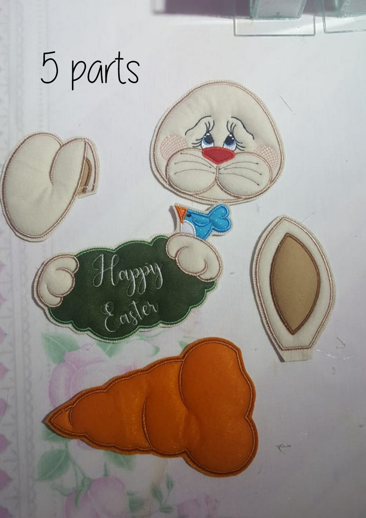 Happy Easter Bunny with Carrot Door Ornament - ITH Project - Machine Embroidery Design