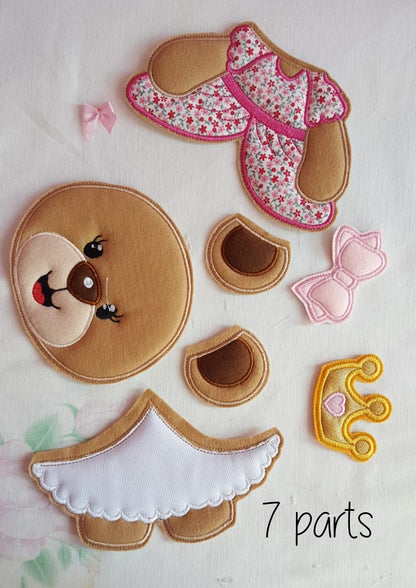 Prince and Princess Teddy Bear Vase Ornament - ITH Project - Machine Embroidery Design