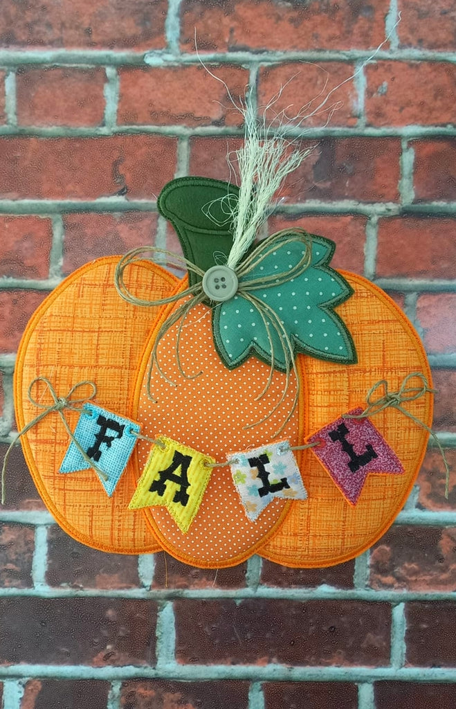 Pumpkin Autumn Door Ornament - ITH Project - Machine Embroidery Design