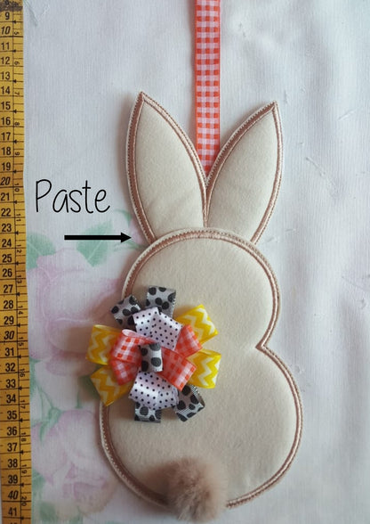 Cute Easter Bunny Silhouette Door Ornament - ITH Project - Machine Embroidery Design