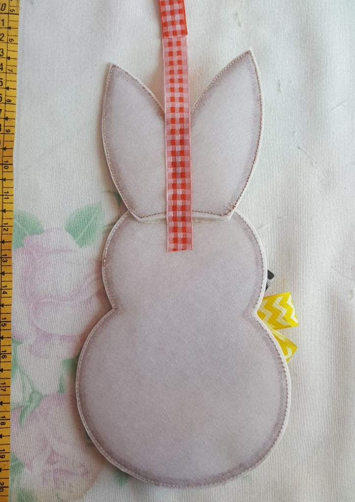 Cute Easter Bunny Silhouette Door Ornament - ITH Project - Machine Embroidery Design