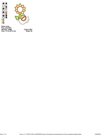 Sunflower Apply for Bowls - ITH Project - Machine Embroidery Design