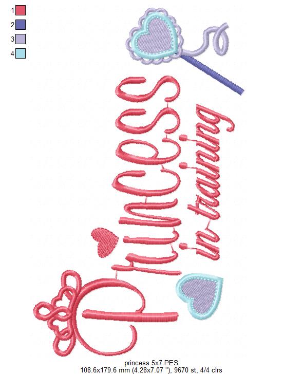 Princess in Training - Fill Stitch Embroidery