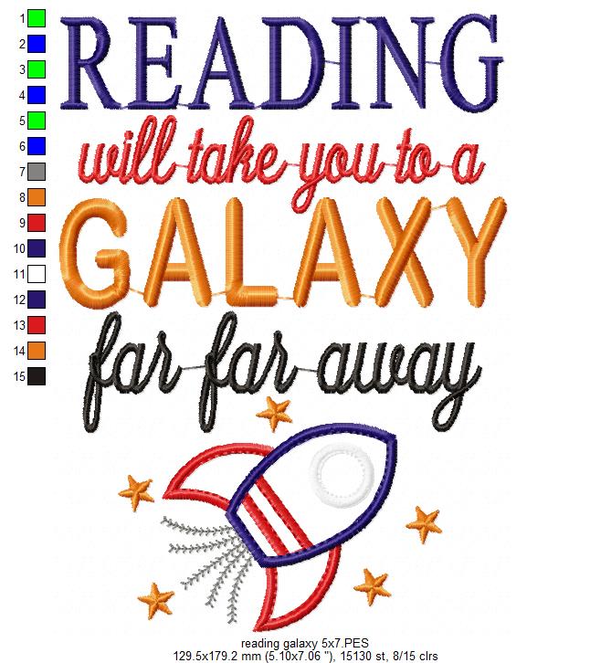Reading Will Take you to a Galaxy Far Far Away - Applique