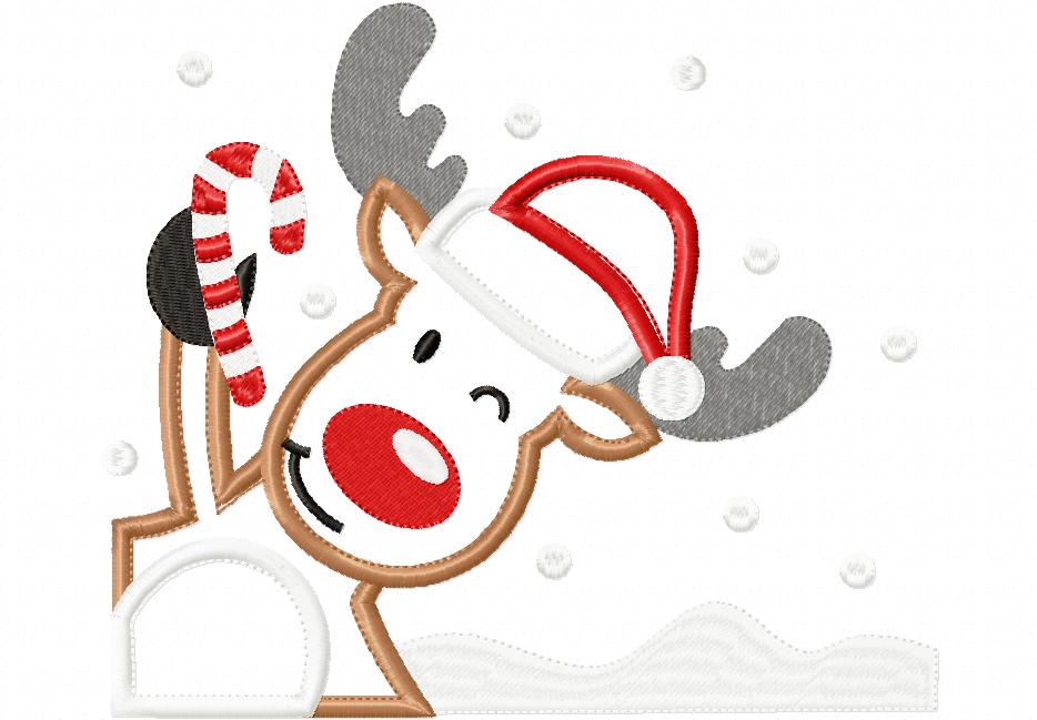 Christmas Rudolph Reindeer - Applique - Machine Embroidery Design