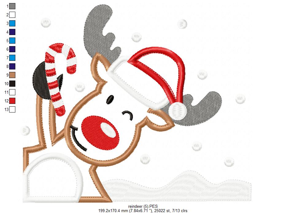 Christmas Rudolph Reindeer - Applique