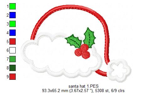 Santa's Hat - Applique - Machine Embroidery Design