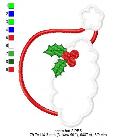 Santa's Hat - Applique - Machine Embroidery Design