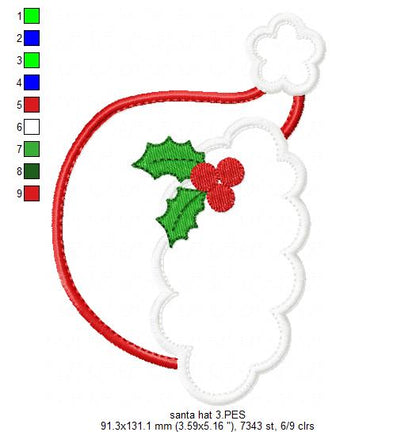 Santa's Hat - Applique - Machine Embroidery Design