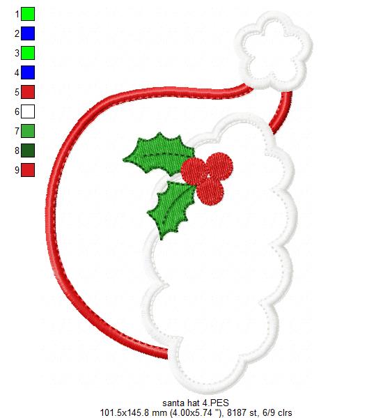 Santa's Hat - Applique - Machine Embroidery Design