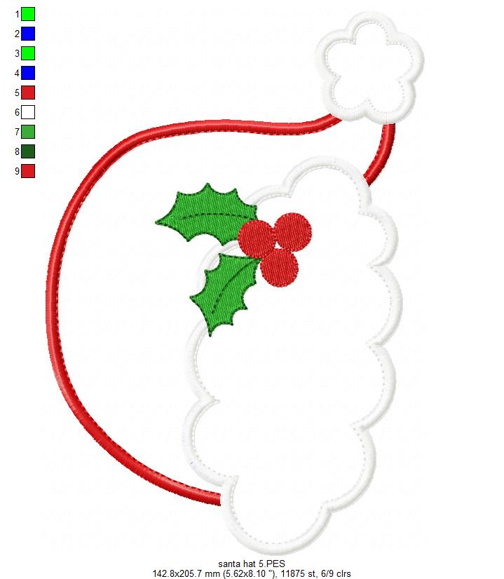 Santa's Hat - Applique - Machine Embroidery Design