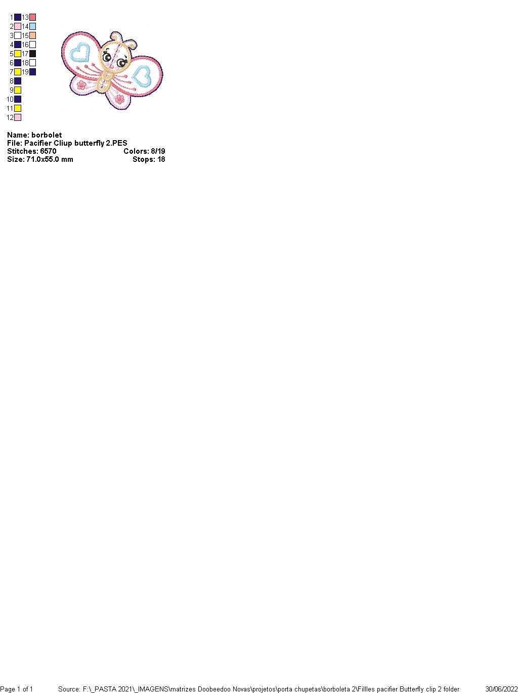 Butterfly Pacifier Clip - ITH Project - Machine Embroidery Design