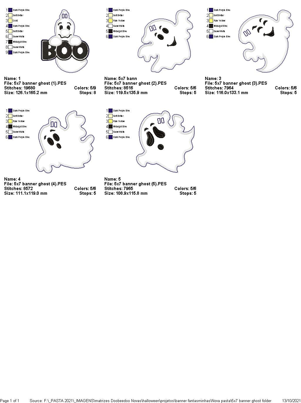 Halloween Ghosts Banner - ITH Project - Machine Embroidery Design