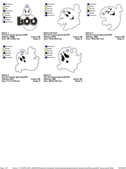 Halloween Ghosts Banner - ITH Project - Machine Embroidery Design